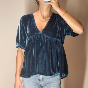 Free People turquoise velvet top size s